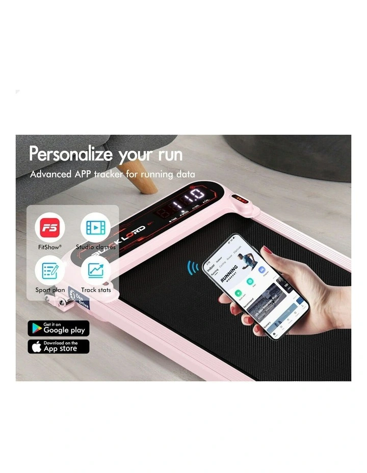 Incline Shock Absorbers Gym Electric Walking Pad Treadmill in Pink image 3