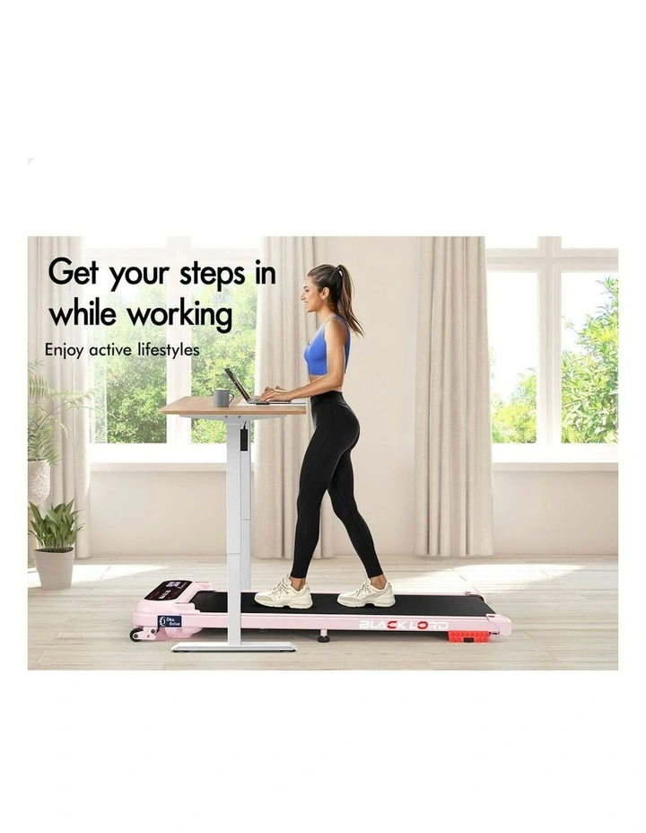 Incline Shock Absorbers Gym Electric Walking Pad Treadmill in Pink image 4