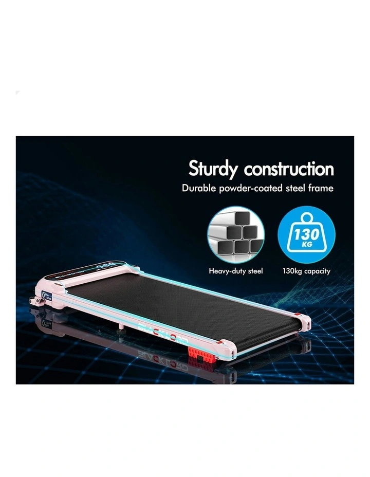 Incline Shock Absorbers Gym Electric Walking Pad Treadmill in Pink image 7