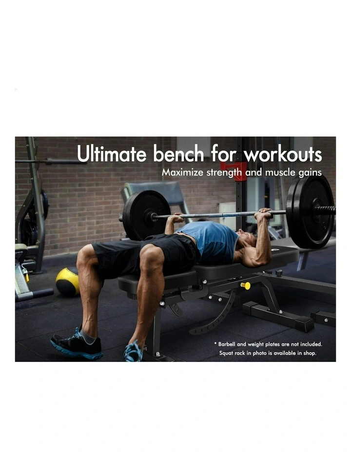 Flat Incline Press Fitness Gym FID Bench in Black image 4