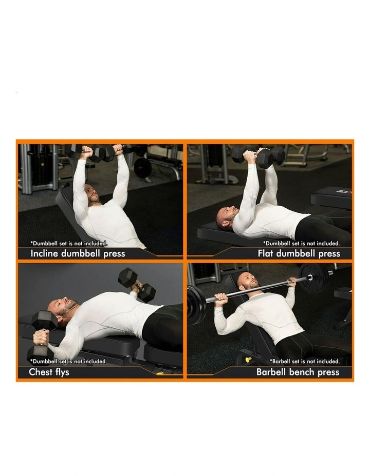 Flat Incline Press Fitness Gym FID Bench in Black image 7