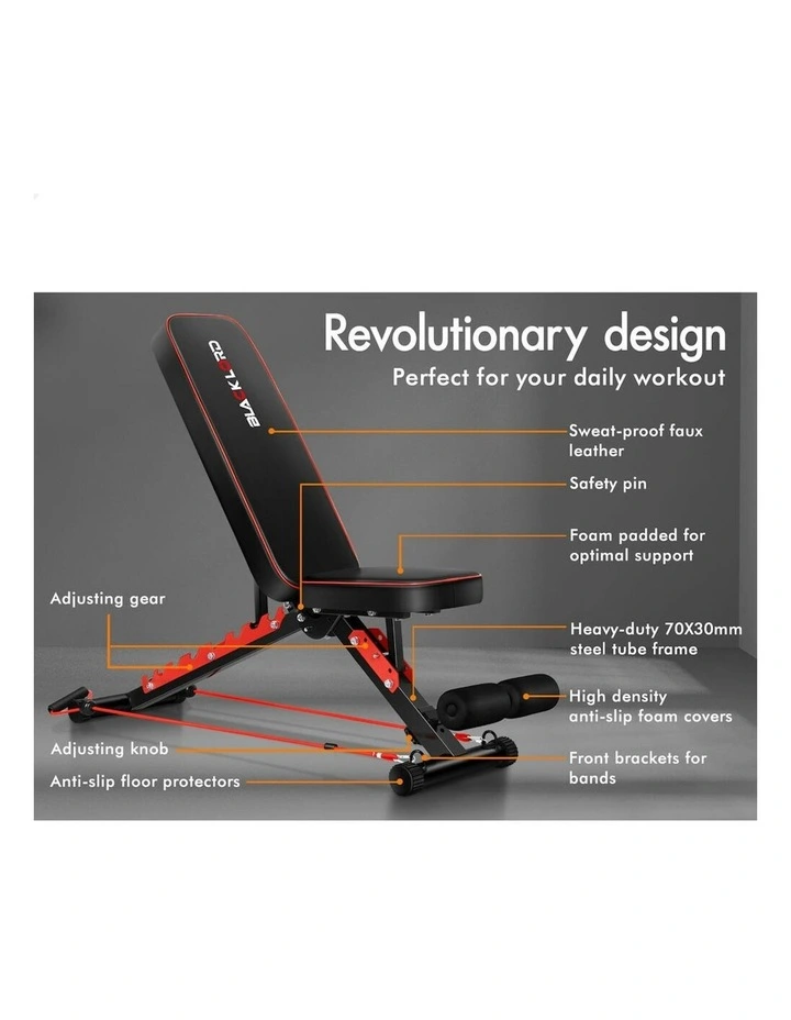 Adjustable Flat Incline Decline Sit-up Weight Bench in Black image 3