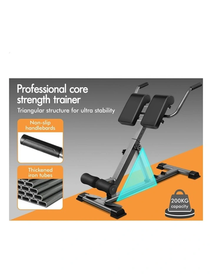 Roman Chair Back Hyperextension AB Workout Fitness in Black image 3