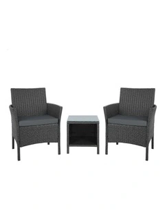 Outdoor Bistro Wicker Set of 3 Piece in Dark Grey