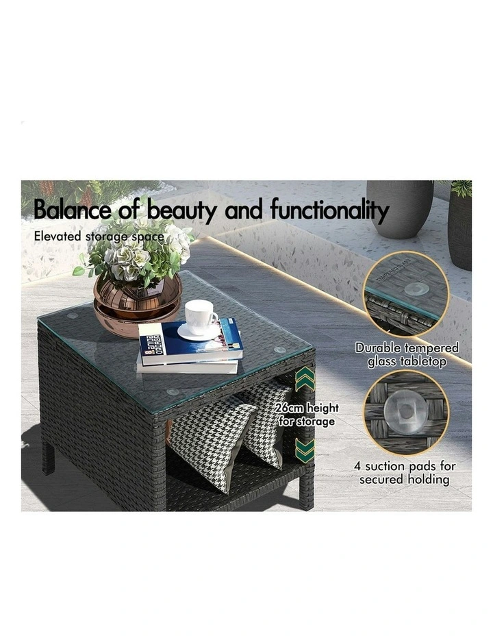 Outdoor Bistro Wicker Set of 3 Piece in Dark Grey image 4