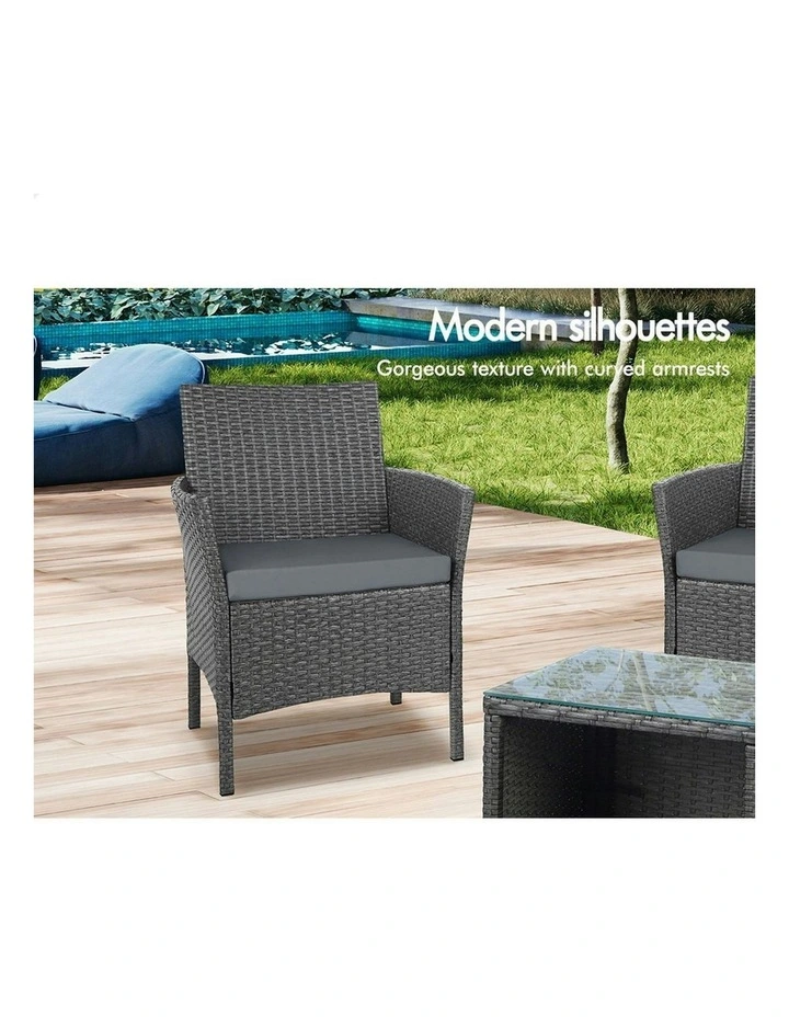 Outdoor Bistro Wicker Set With Pillows 3 Pieces in Dark Grey image 5