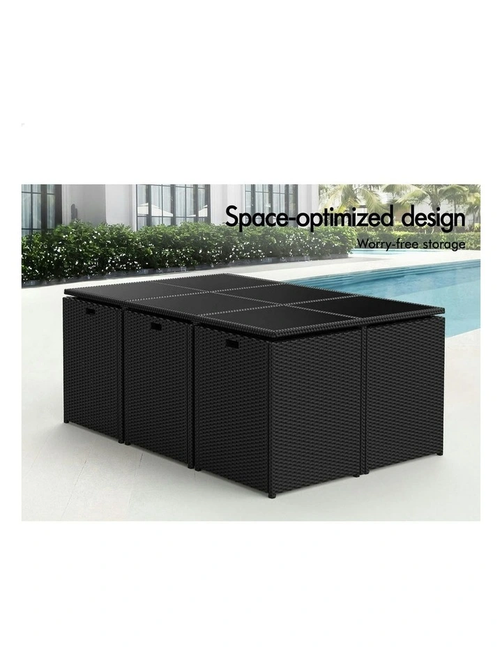 Outdoor Dining Set 11 Pieces in Black image 5