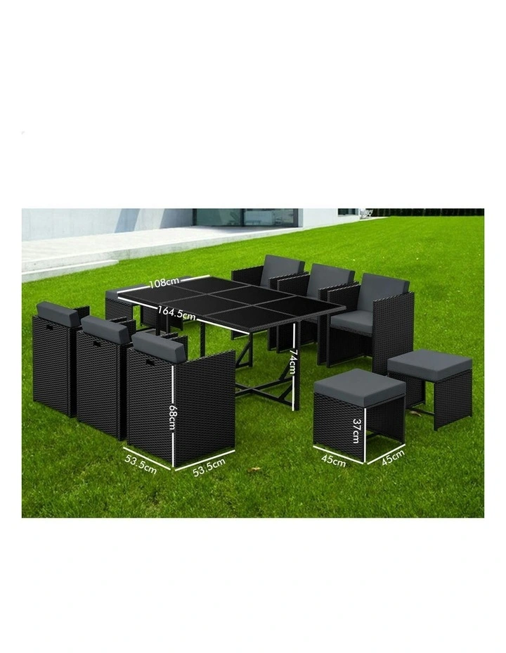 Outdoor Dining Set 11 Pieces in Black image 7