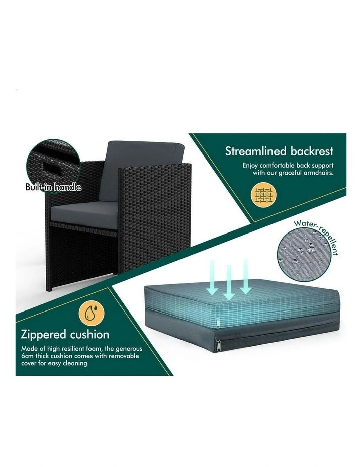 Table Chairs Patio Lounge Outdoor Dining Set Of 13Pieces in Black image 7