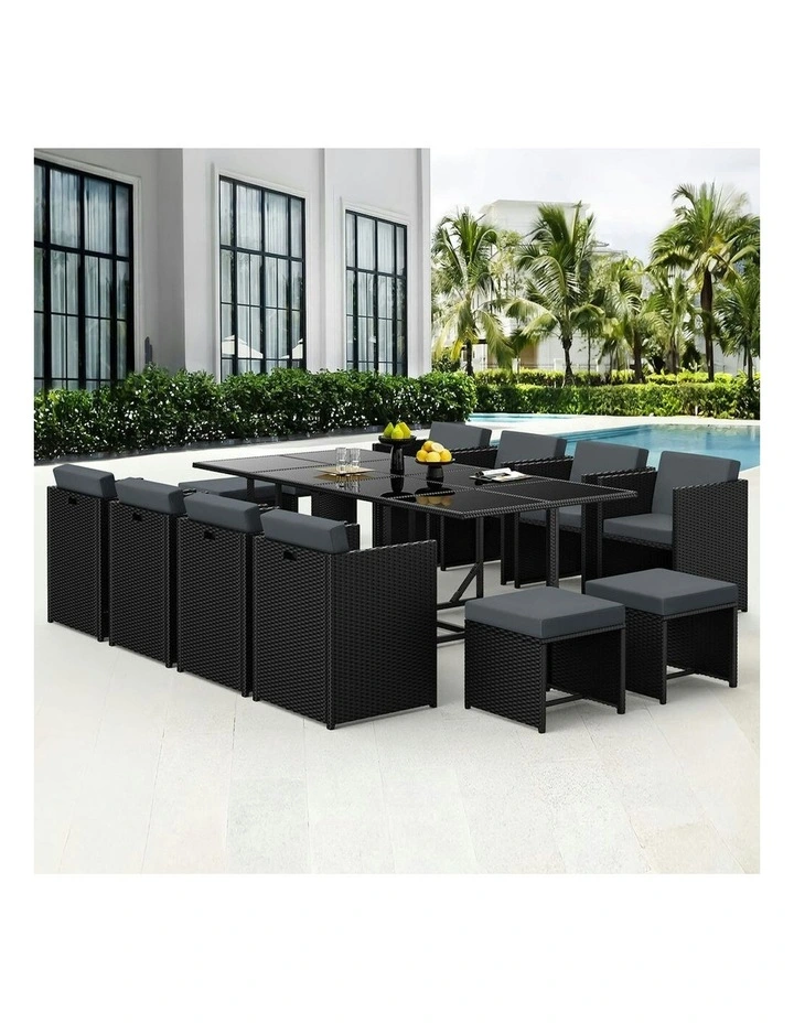 Outdoor Dining Set 13 Pieces in Black image 2