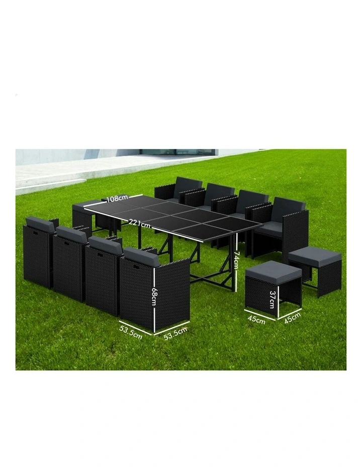 Outdoor Dining Set 13 Pieces in Black image 7