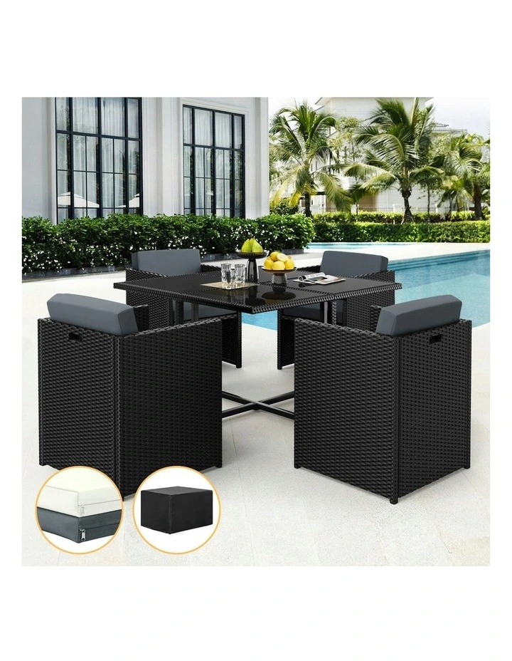 Outdoor Dining Set 5 Pieces in Black image 2