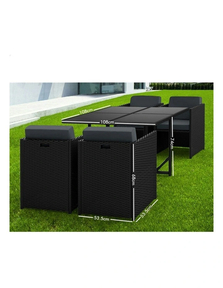 Outdoor Dining Set 5 Pieces in Black image 7