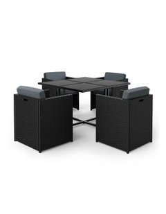 Outdoor Dining Set 5 Pieces in Black