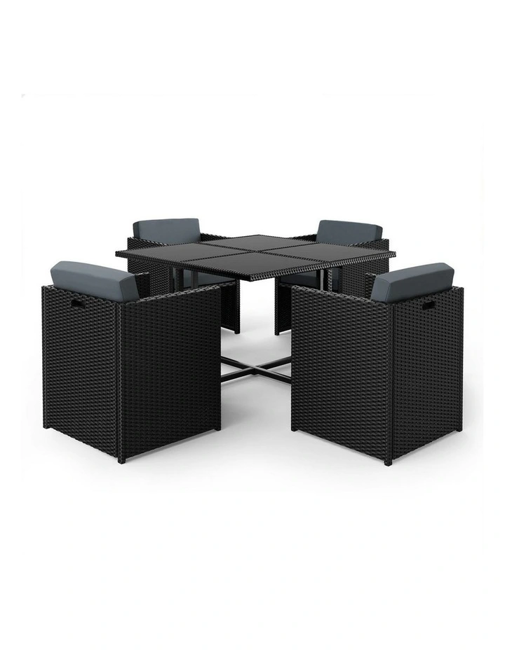 Outdoor Dining Set 5 Pieces in Black image 1