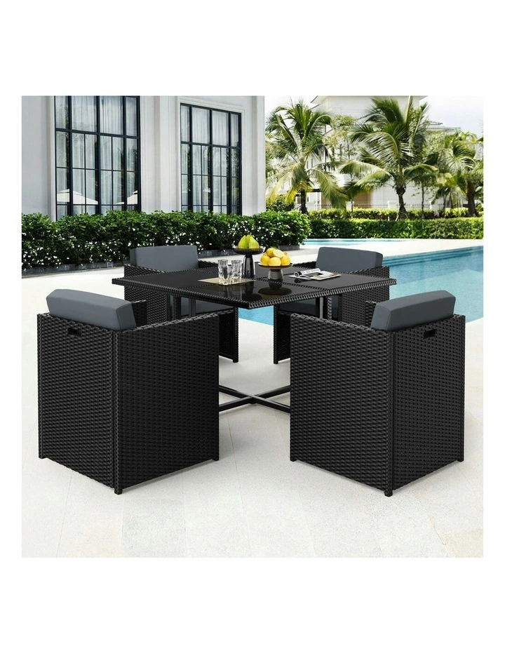 Outdoor Dining Set 5 Pieces in Black image 2
