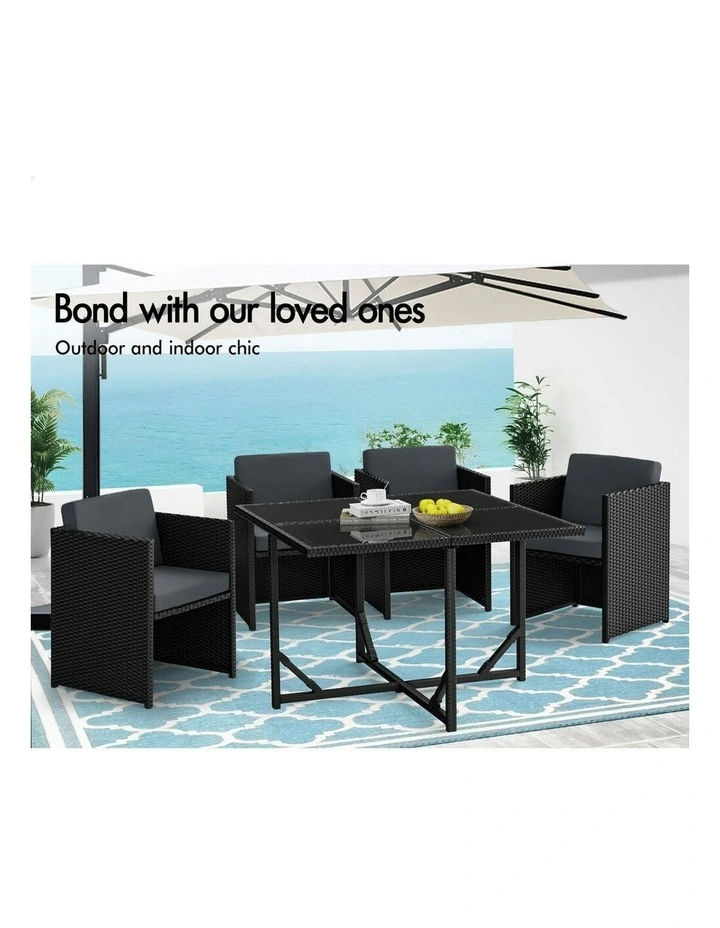 Outdoor Dining Set 5 Pieces in Black image 3