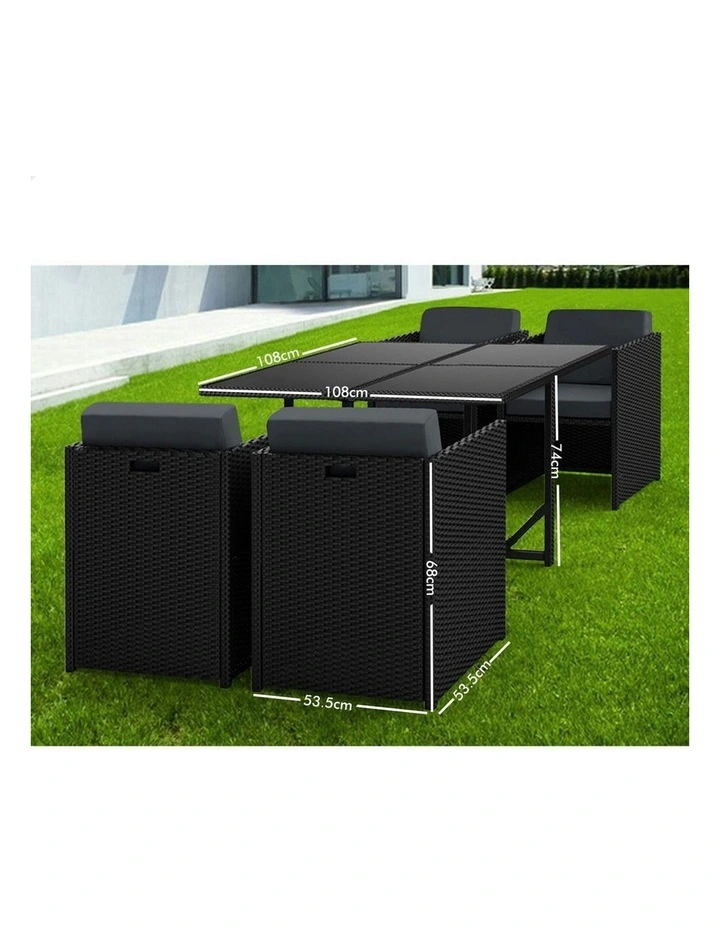 Outdoor Dining Set 5 Pieces in Black image 7