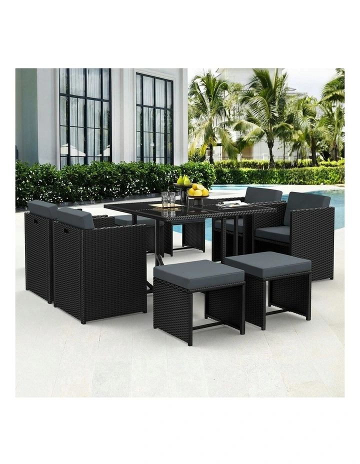 Outdoor Dining Set 9 Pieces in Black image 2