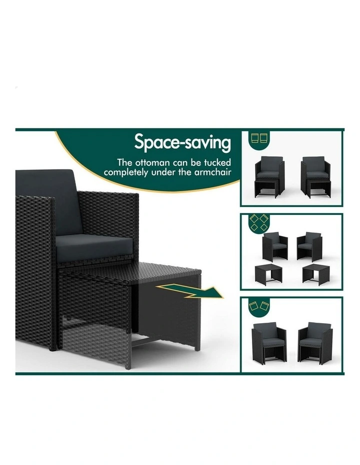 Outdoor Dining Set 9 Pieces in Black image 3