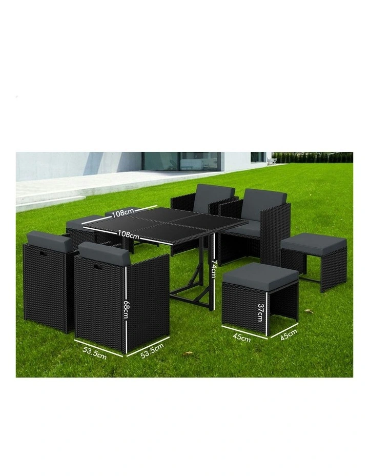 Outdoor Dining Set 9 Pieces in Black image 7