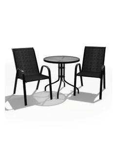 Outdoor Furniture Patio Set 3 Pieces in Black