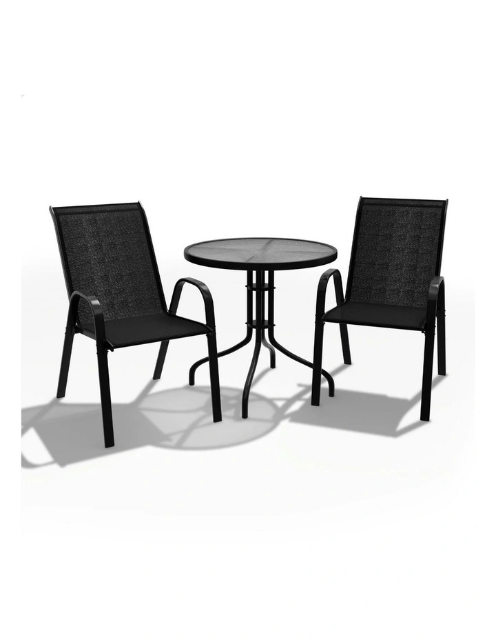 Outdoor Furniture Patio Set 3 Pieces in Black image 1