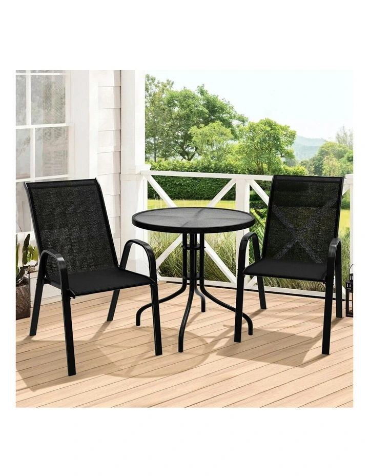 Outdoor Furniture Patio Set 3 Pieces in Black image 2