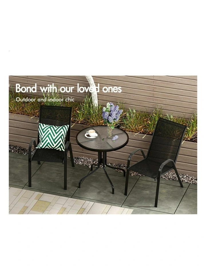 Outdoor Furniture Patio Set 3 Pieces in Black image 3
