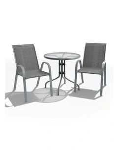 Outdoor Furniture Patio Set 3 Pieces in Grey
