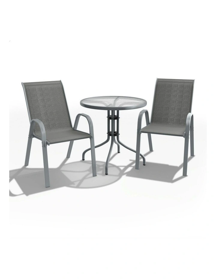 Outdoor Furniture Patio Set 3 Pieces in Grey image 1