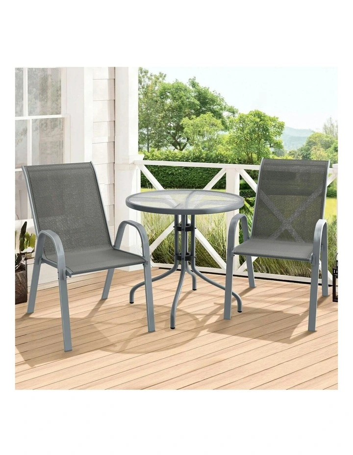 Outdoor Furniture Patio Set 3 Pieces in Grey image 2