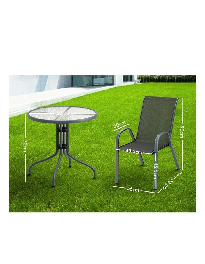 Outdoor Furniture Patio Set 3 Pieces in Grey image 5