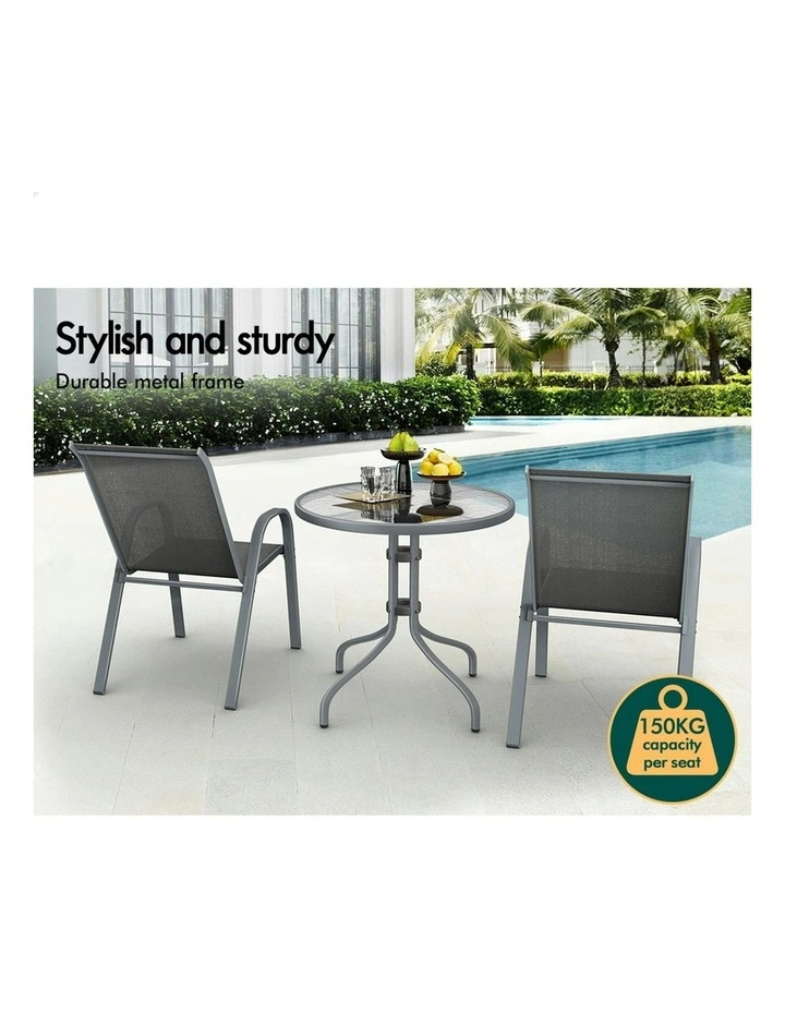Outdoor Furniture Patio Set 3 Pieces in Grey image 6