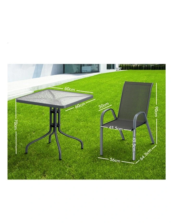 Outdoor Furniture Patio Set 3 Piece in Grey image 3
