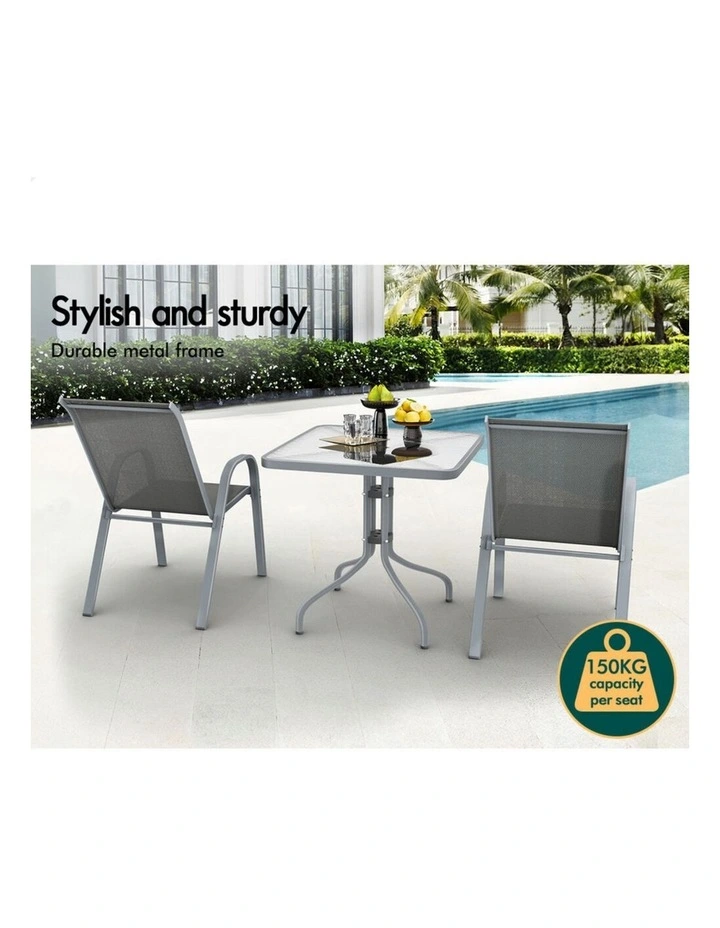 Outdoor Furniture Patio Set 3 Piece in Grey image 5