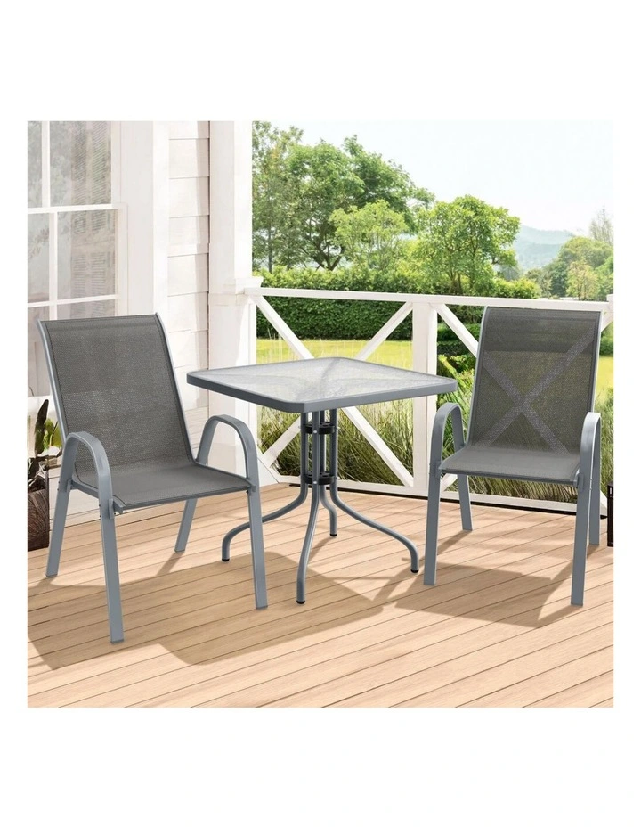 Outdoor Furniture Patio Set 3 Piece in Grey image 6