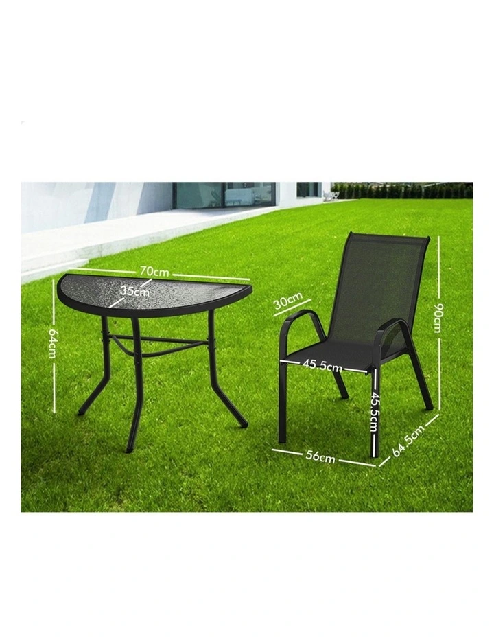 Outdoor Furniture Patio Set 3 Piece in Black image 3