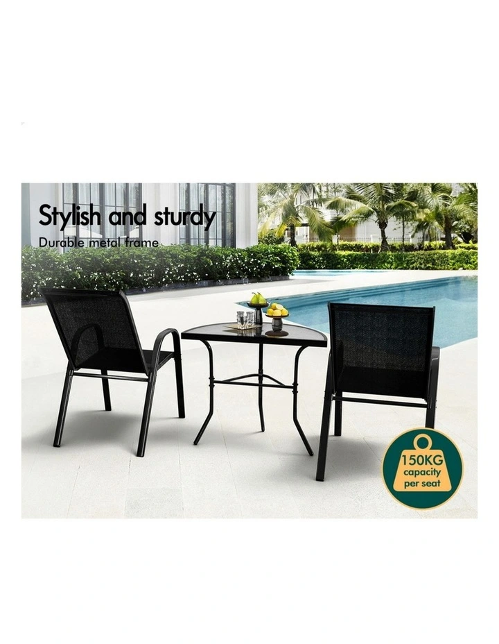 Outdoor Furniture Patio Set 3 Piece in Black image 5