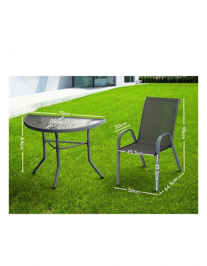 Outdoor Furniture Patio Set 3 Piece in Grey image 2