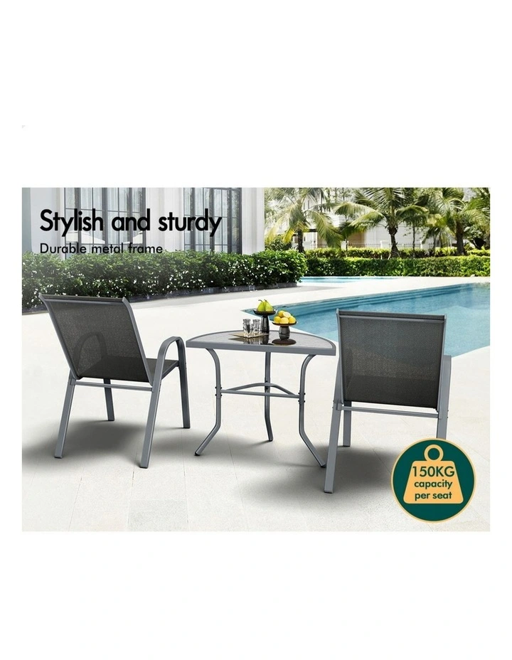 Outdoor Furniture Patio Set 3 Piece in Grey image 6