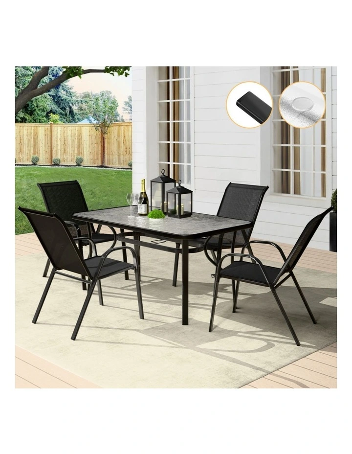 Outdoor Dining Set 5 Piece in Black image 2