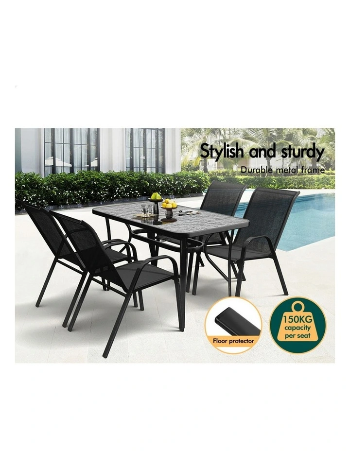 Outdoor Dining Set 5 Piece in Black image 5