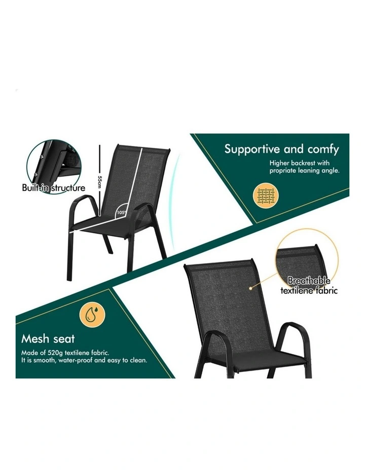 Outdoor Dining Set 5 Piece in Black image 7