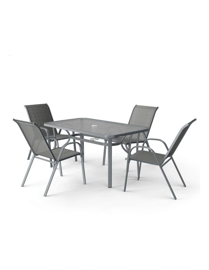 Outdoor Dining Set 5 Piece in Grey image 1