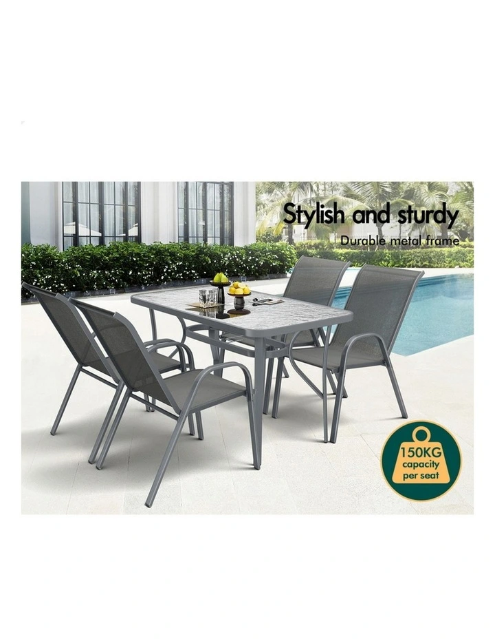 Outdoor Dining Set 5 Piece in Grey image 3