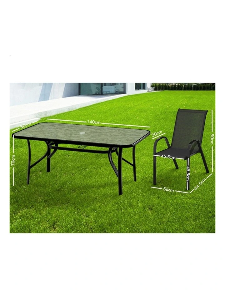 Outdoor Dining Set 5 Piece in Black image 2