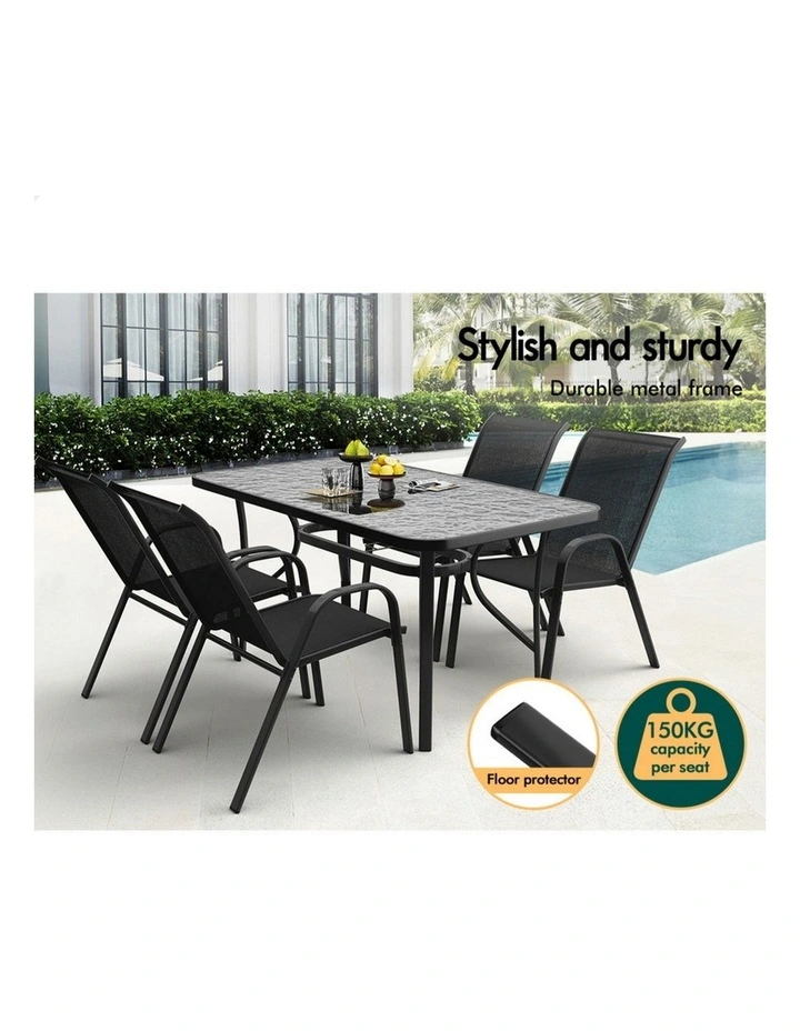 Outdoor Dining Set 5 Piece in Black image 6