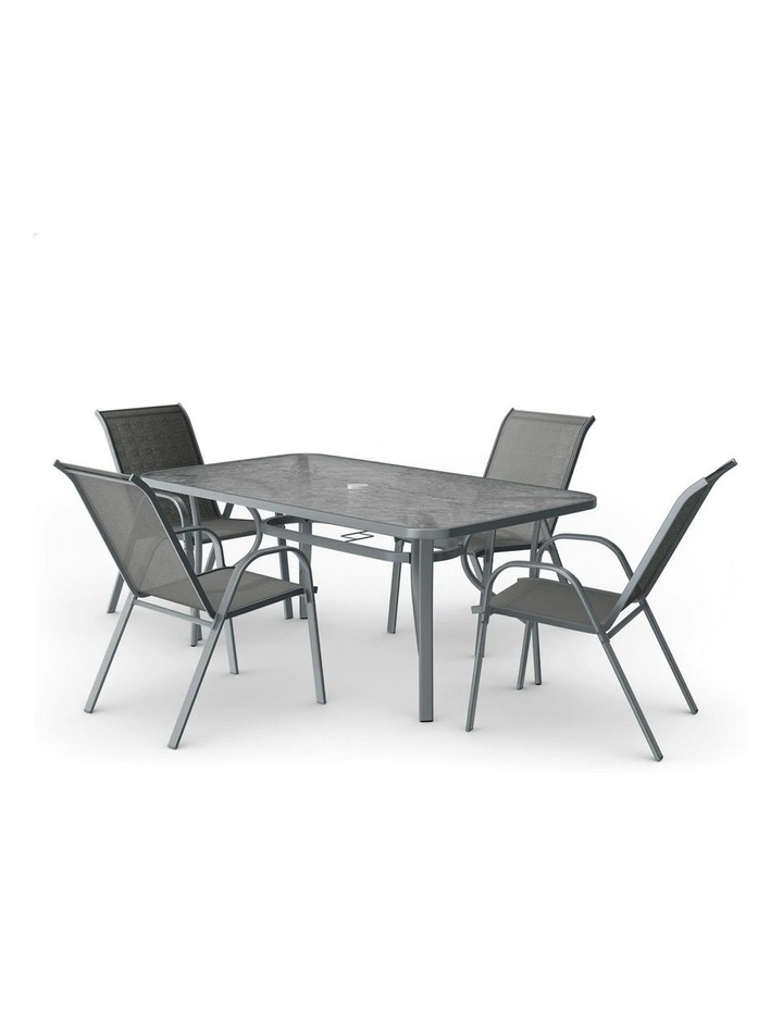 Outdoor Dining Set 5 Pieces in Grey image 1