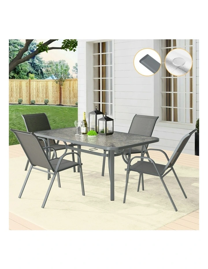 Outdoor Dining Set 5 Pieces in Grey image 2